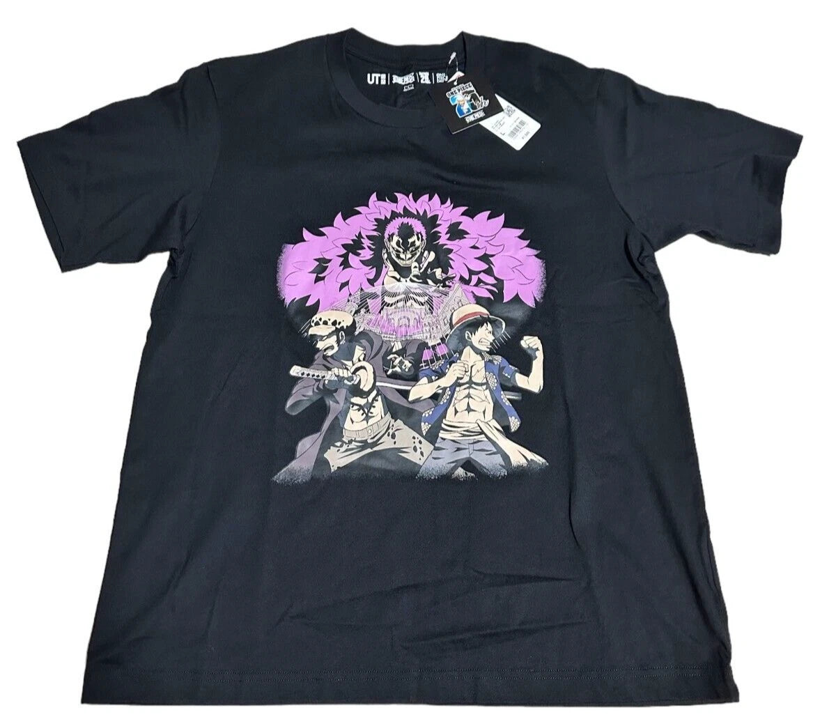 ONE PIECE 25th x Uniqlo T-shirt regular Luffy & Trafalgar L size Black JAPAN