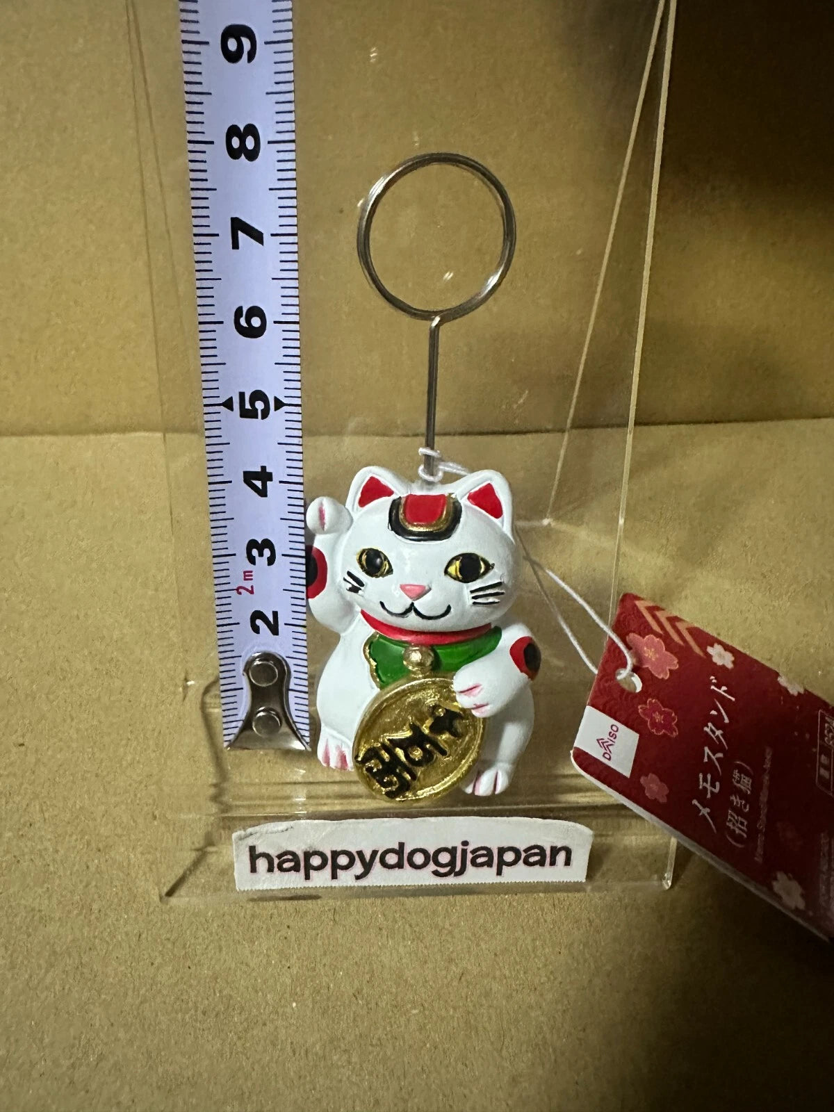 DAISO Japanese LUCKY CAT Memo Stand Desktop Figure Ornament Maneki-Neko JAPAN