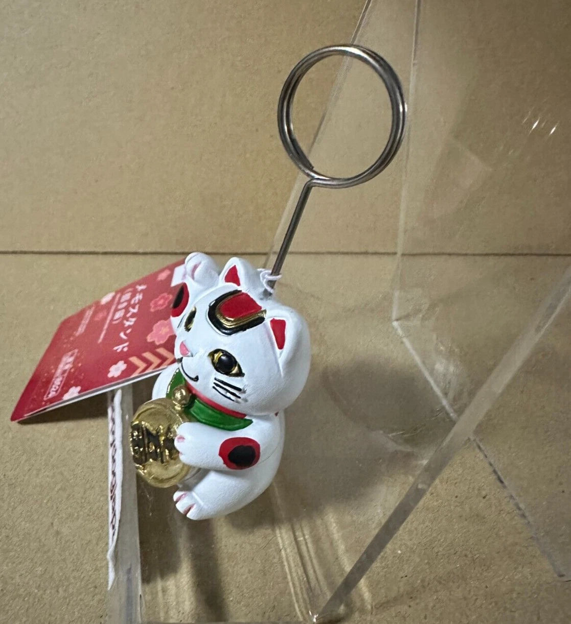 DAISO Japanese LUCKY CAT Memo Stand Desktop Figure Ornament Maneki-Neko JAPAN