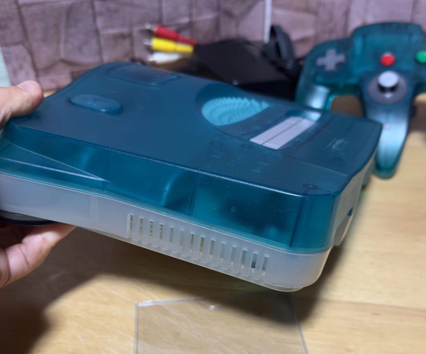 Nintendo 64 Clear Blue Console 2 Controllers NTSC-J Power & AV Cable Tested JPN