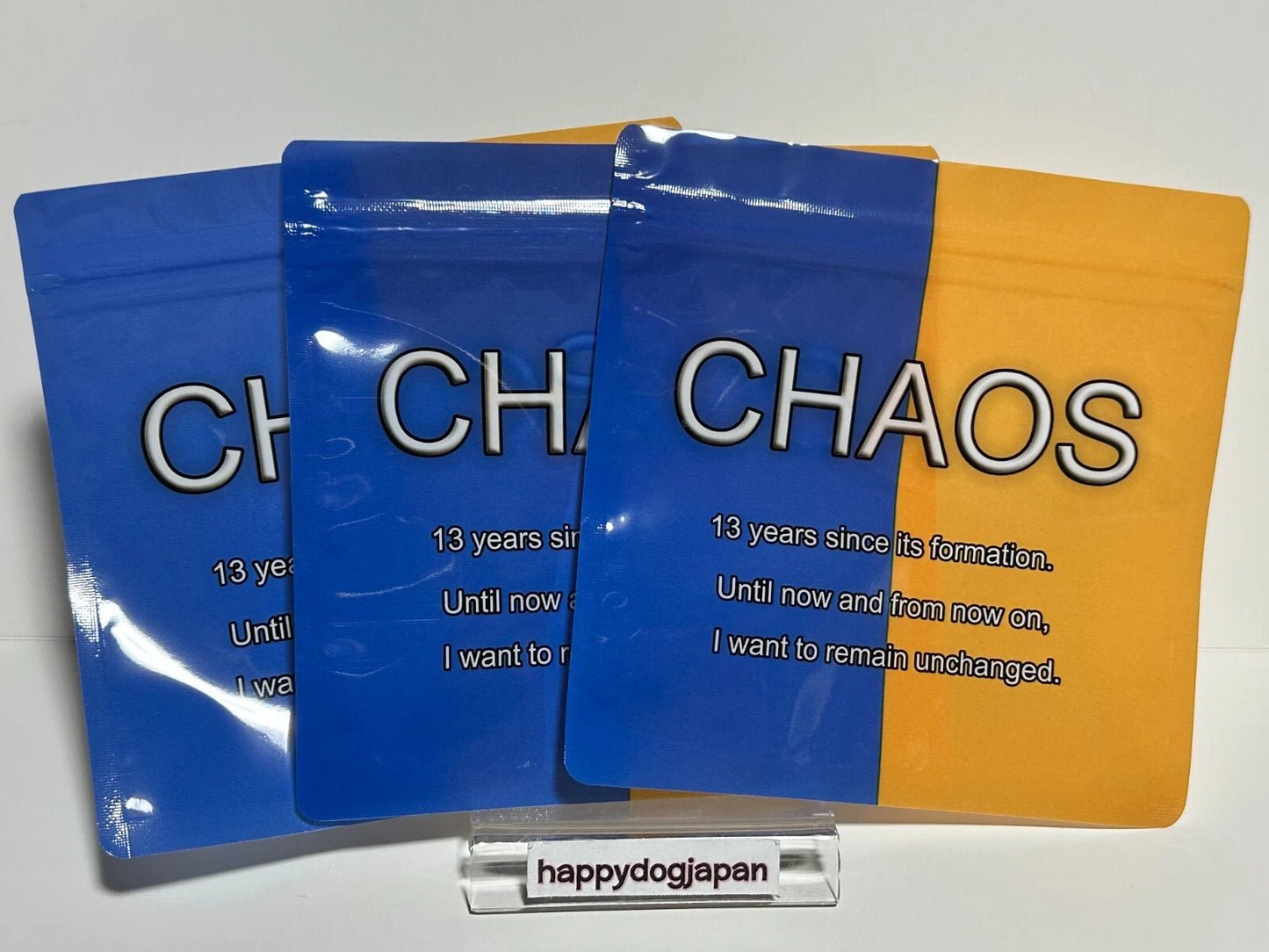 NEW JAPAN PRO-WRESTLING 50th Anniversary Zip Bag 3piece die cut film CHAOS JAPAN