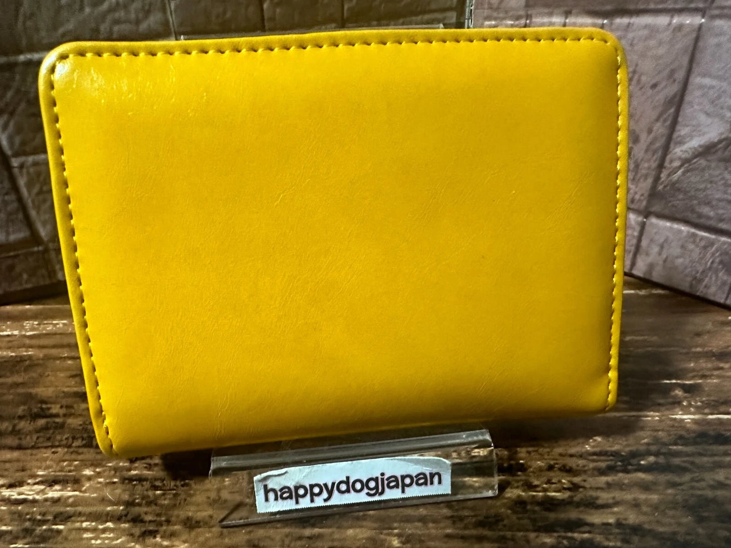 SNOOPY Famous Quotes Series Bi-fold Wallet Synthetic Leather Yellow JAPAN NEW