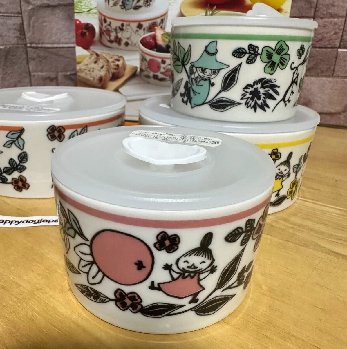 Moomin Microwave Food Stocker Container 3.5"-5" Set of 4 NEW Made in JAPAN