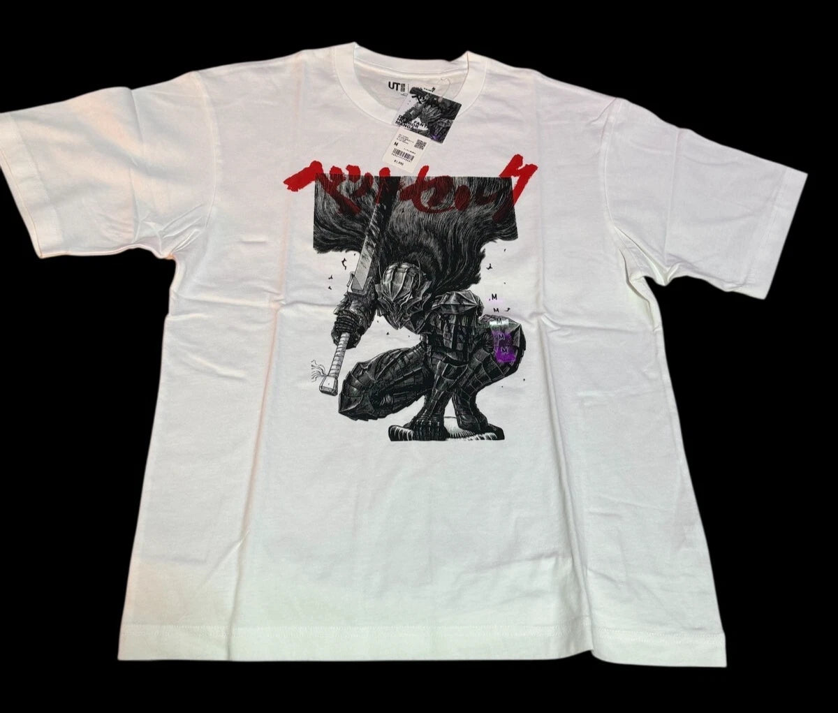 BERSERK Uniqlo 2025 T-shirt Relaxed-fit Guts Black Swordsman Size M From JAPAN