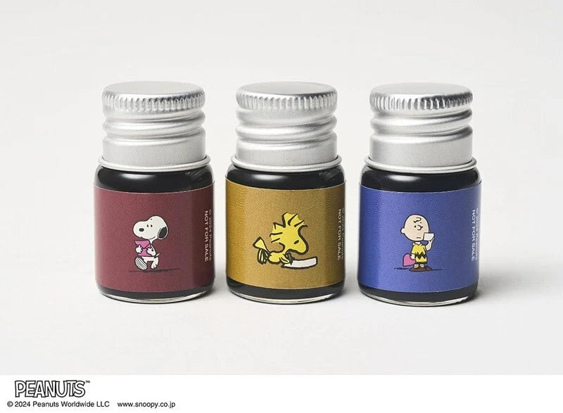 SNOOPY Design Fountain Pen with 3-Color Ink & Tin Case Japanese Manual JAPAN NEW