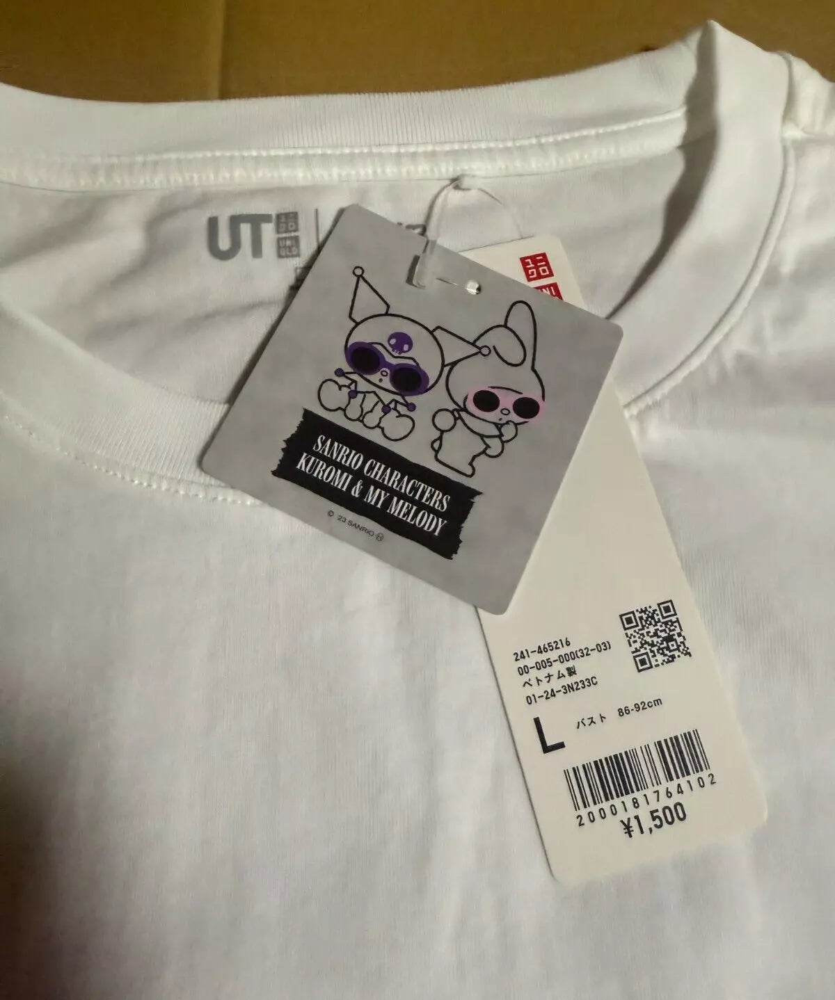 UNIQLO Sanrio KUROMI & MY MELODY T-shirt Oversize Fit L size White From JAPAN