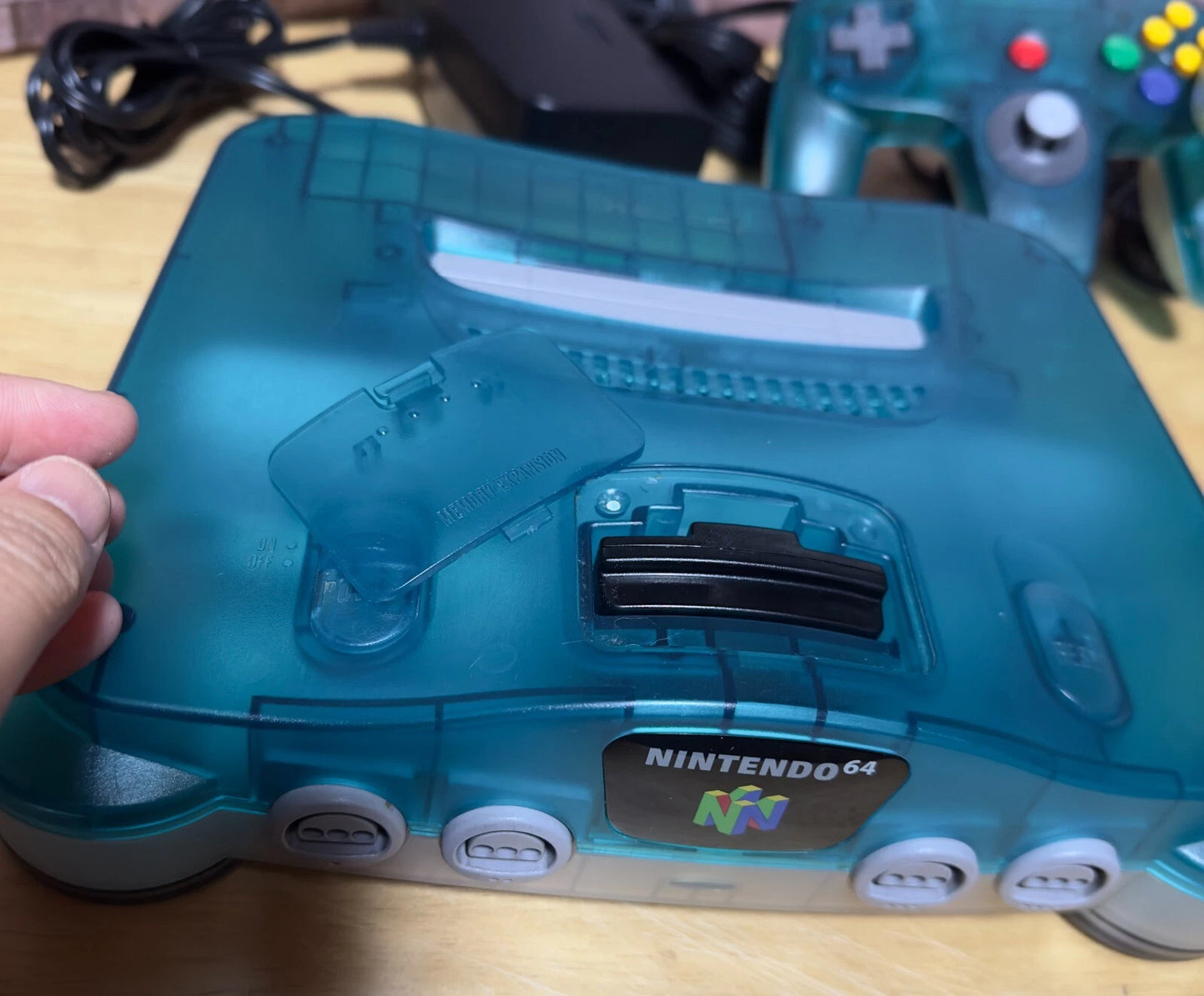 Nintendo 64 Clear Blue Console 2 Controllers NTSC-J Power & AV Cable Tested JPN