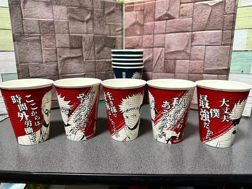 JUJUTSU KAISEN Official Red & Blue Paper Coffee Cups LIMITED Family-Mart JAPAN
