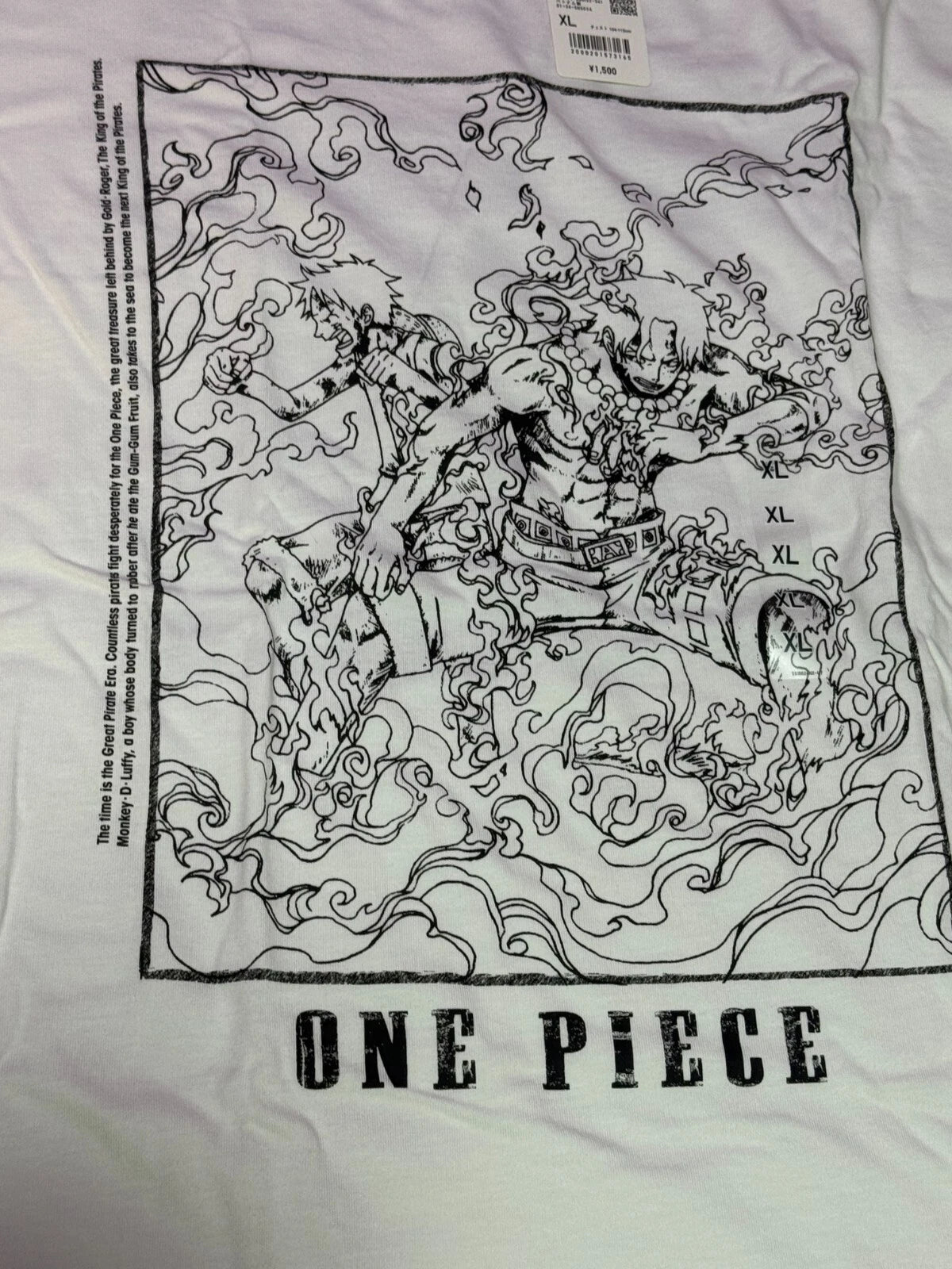 ONE PIECE x Uniqlo 2025 T-shirt regular crew neck Luffy & Ace L size From JAPAN