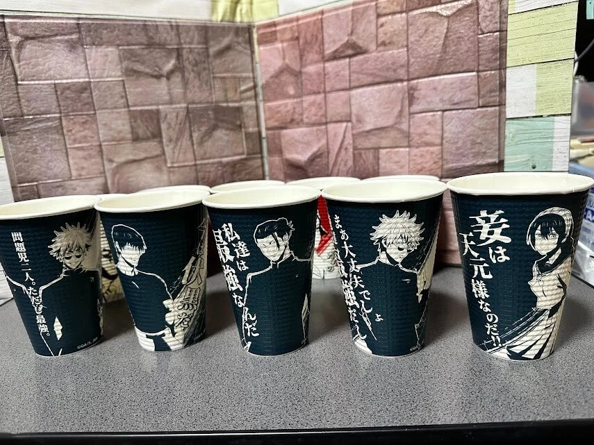 JUJUTSU KAISEN Official Red & Blue Paper Coffee Cups LIMITED Family-Mart JAPAN