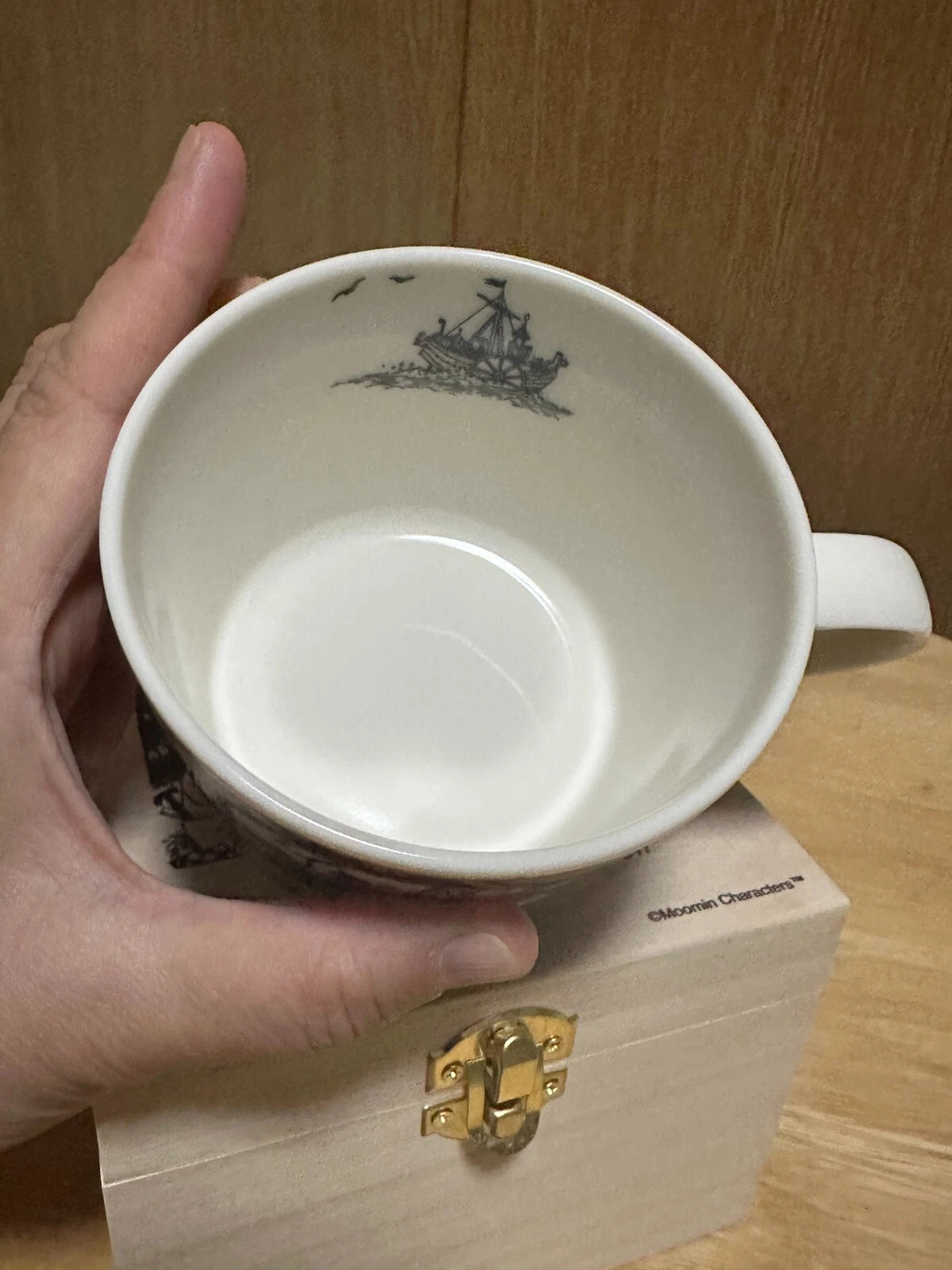 Moomin Official Wooden Boxed Mug Celebrating Tove Jansson Beige MM8003-11H JAPAN