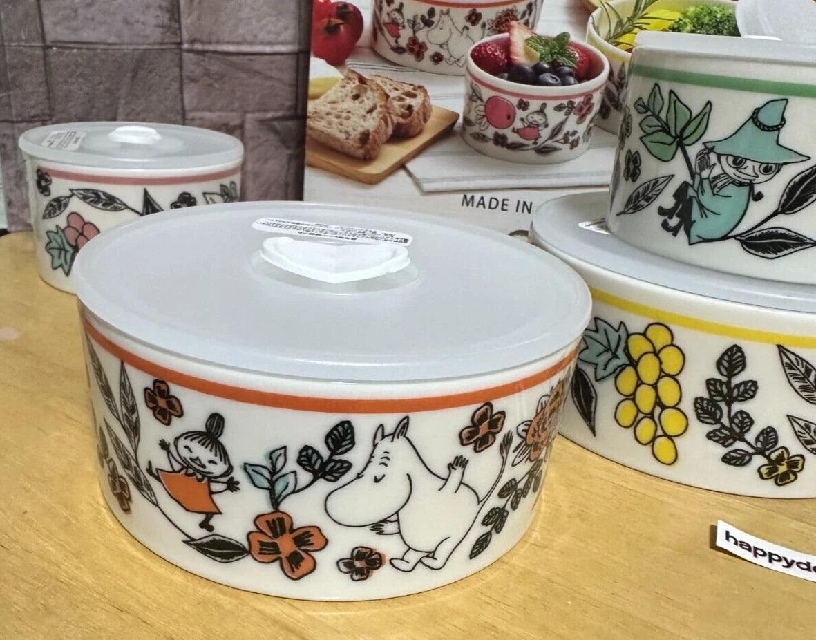 Moomin Microwave Food Stocker Container 3.5"-5" Set of 4 NEW Made in JAPAN