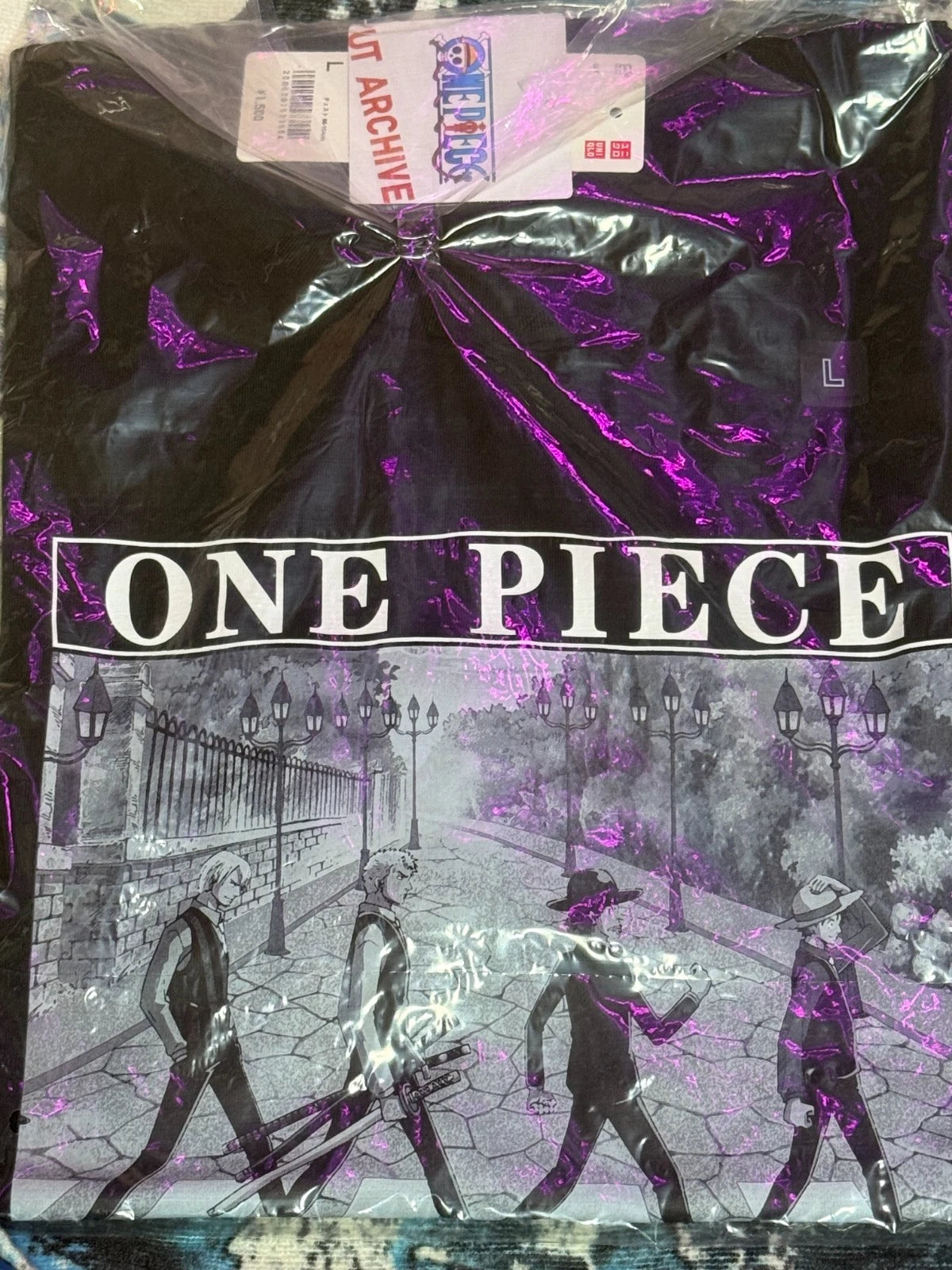 ONE PIECE x Uniqlo 2025 T-shirt Abbey Road Regular Black L size From JAPAN