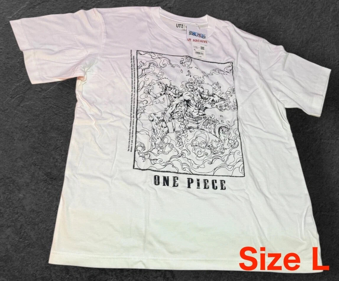 ONE PIECE x Uniqlo 2025 T-shirt regular crew neck Luffy & Ace L size From JAPAN