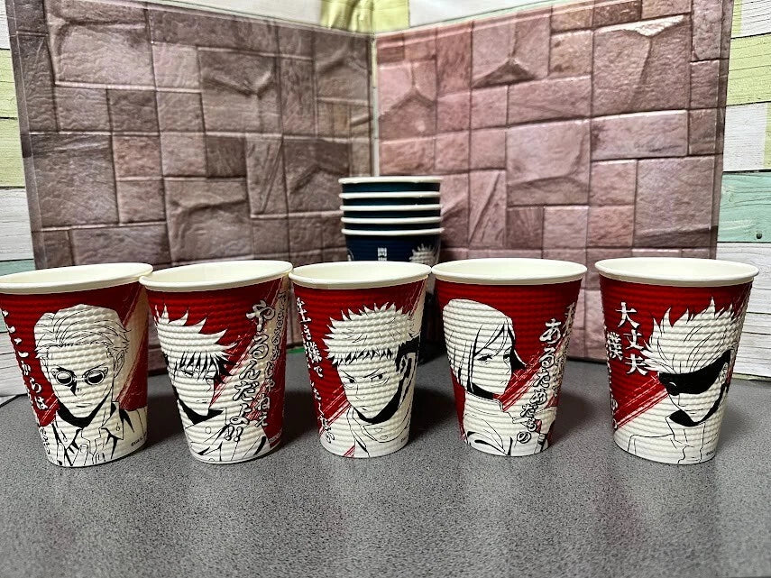 JUJUTSU KAISEN Official Red & Blue Paper Coffee Cups LIMITED Family-Mart JAPAN