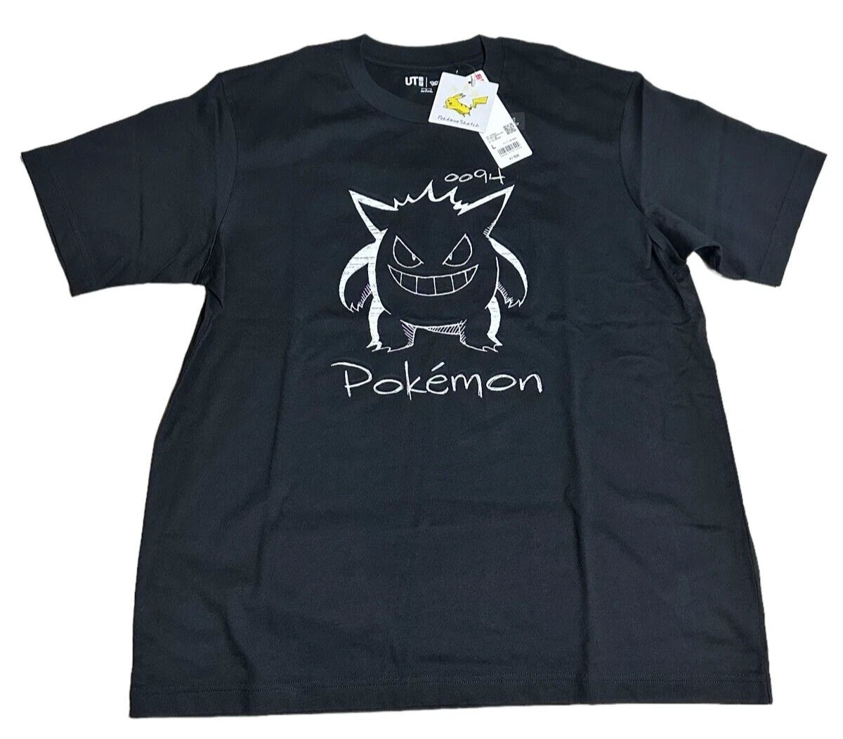 POKEMON Uniqlo Gengar graphic T-shirt regular crew neck L size Black NEW JAPAN