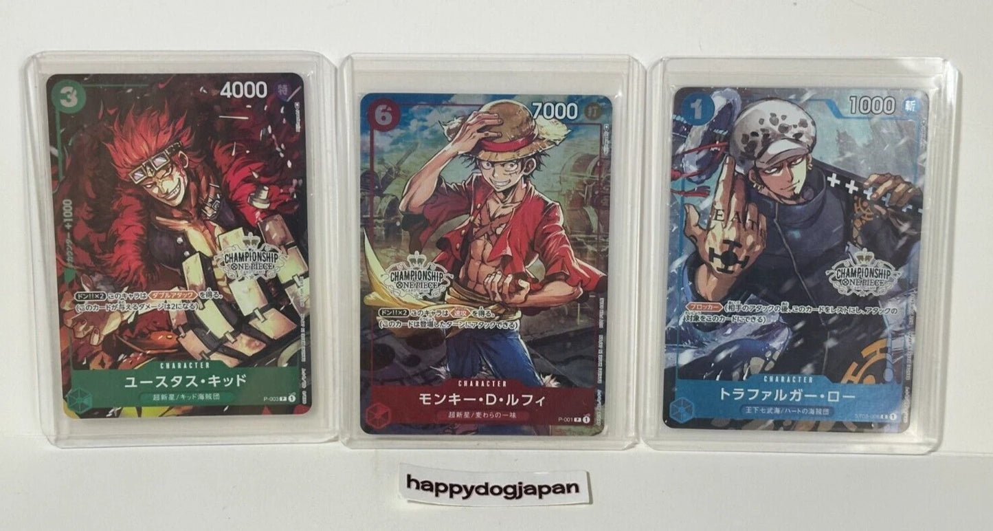 ONE PIECE Card Championship PROMO Luffy P-001 & Law & Kid Complete Set JAPAN