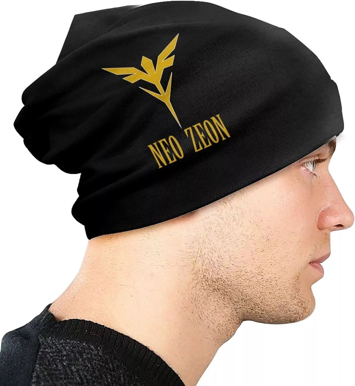 Mobile Suit Gundam Neo Zeon Knit Cap Black/Yellow One size (53-59cm) From Japan
