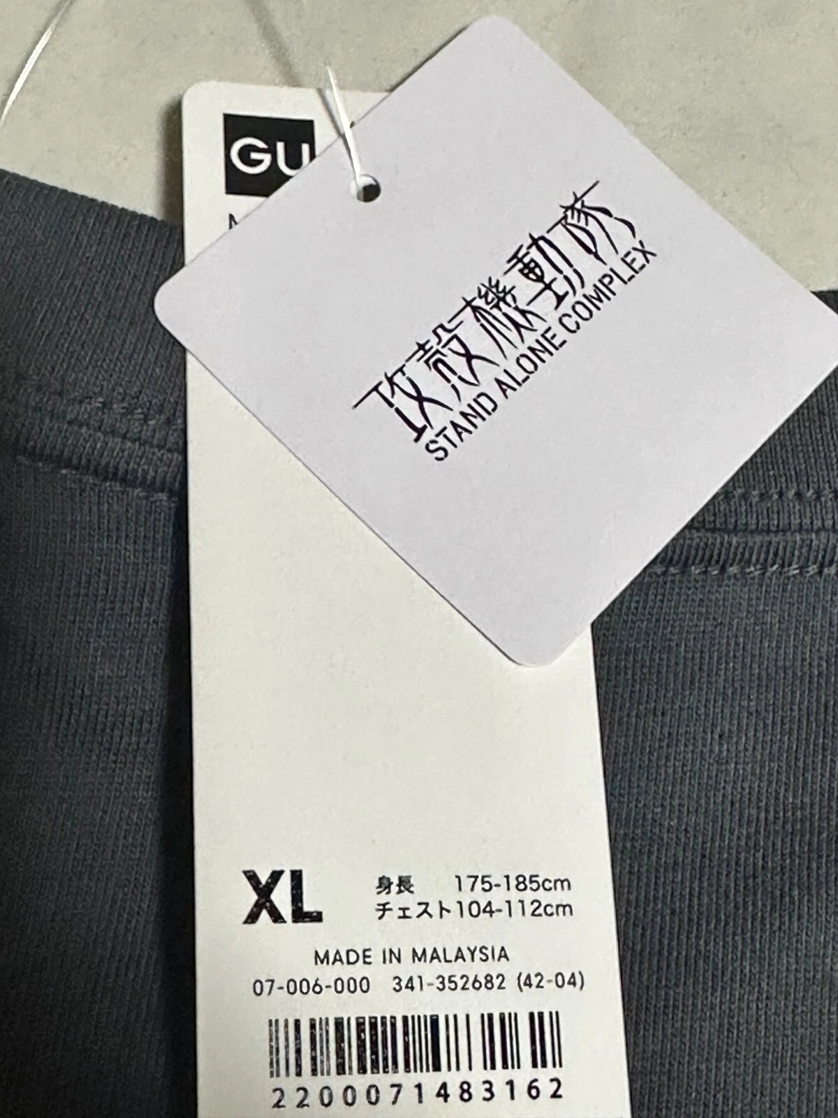 GHOST IN THE SHELL x GU T-shirt S.E.C. 09 Gray BATOU XL size From JAPAN