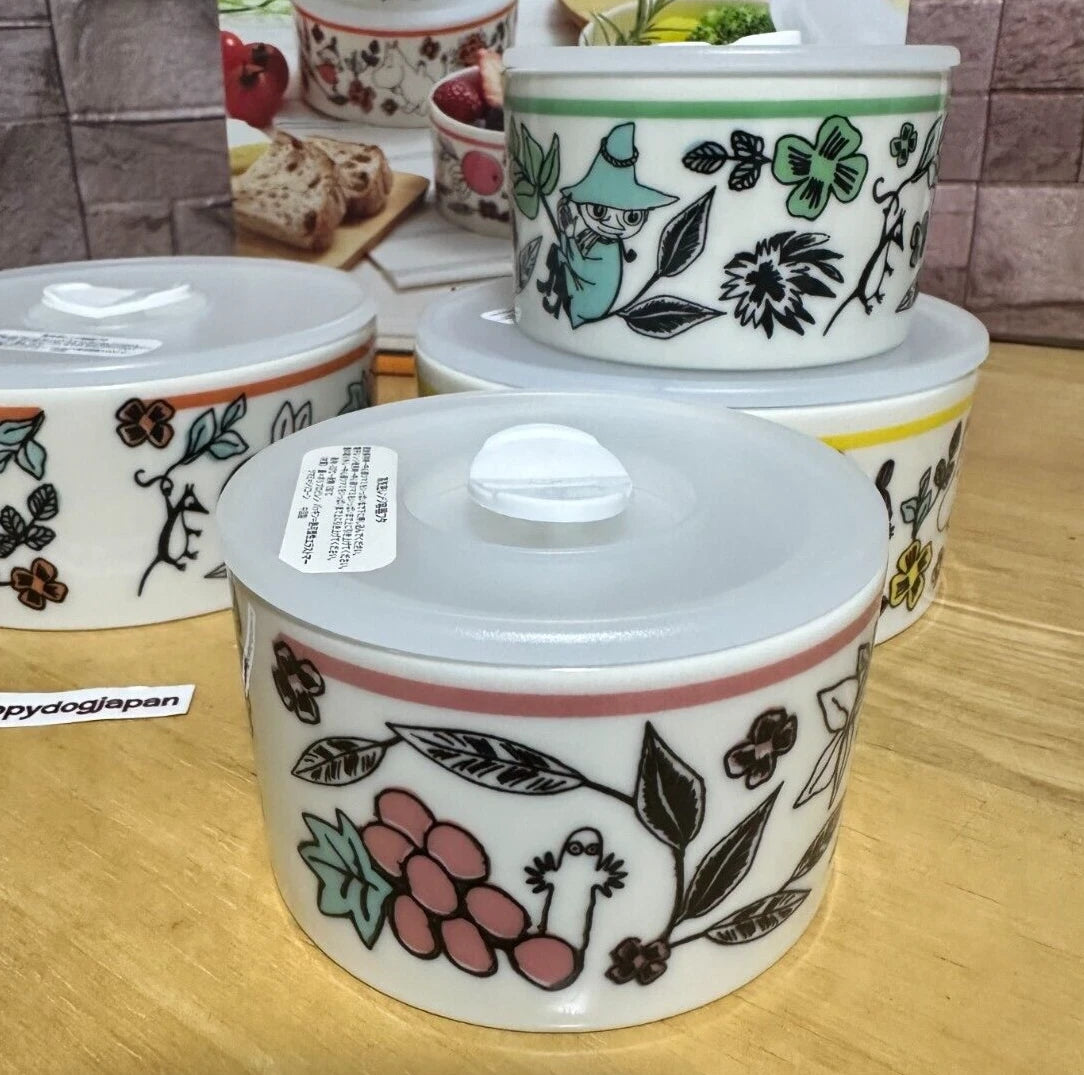 Moomin Microwave Food Stocker Container 3.5"-5" Set of 4 NEW Made in JAPAN