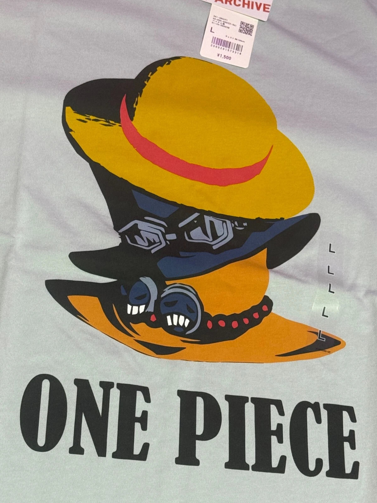 ONE PIECE x Uniqlo 2025 T-shirt Three Brothers Hats LIGHT BLUE L size From JAPAN