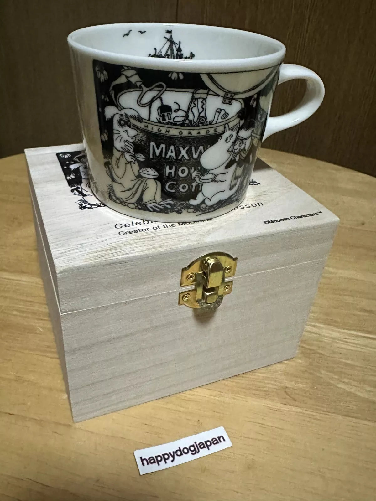 Moomin Official Wooden Boxed Mug Celebrating Tove Jansson Beige MM8003-11H JAPAN