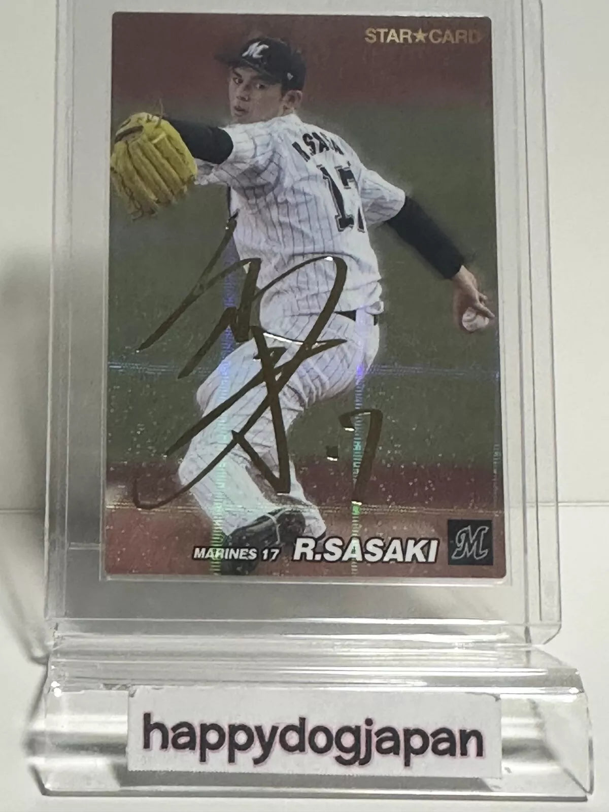 ROKI SASAKI 2022 STAR CARD #S-16 Gold Printed signed Calbee Lotte Marines JAPAN