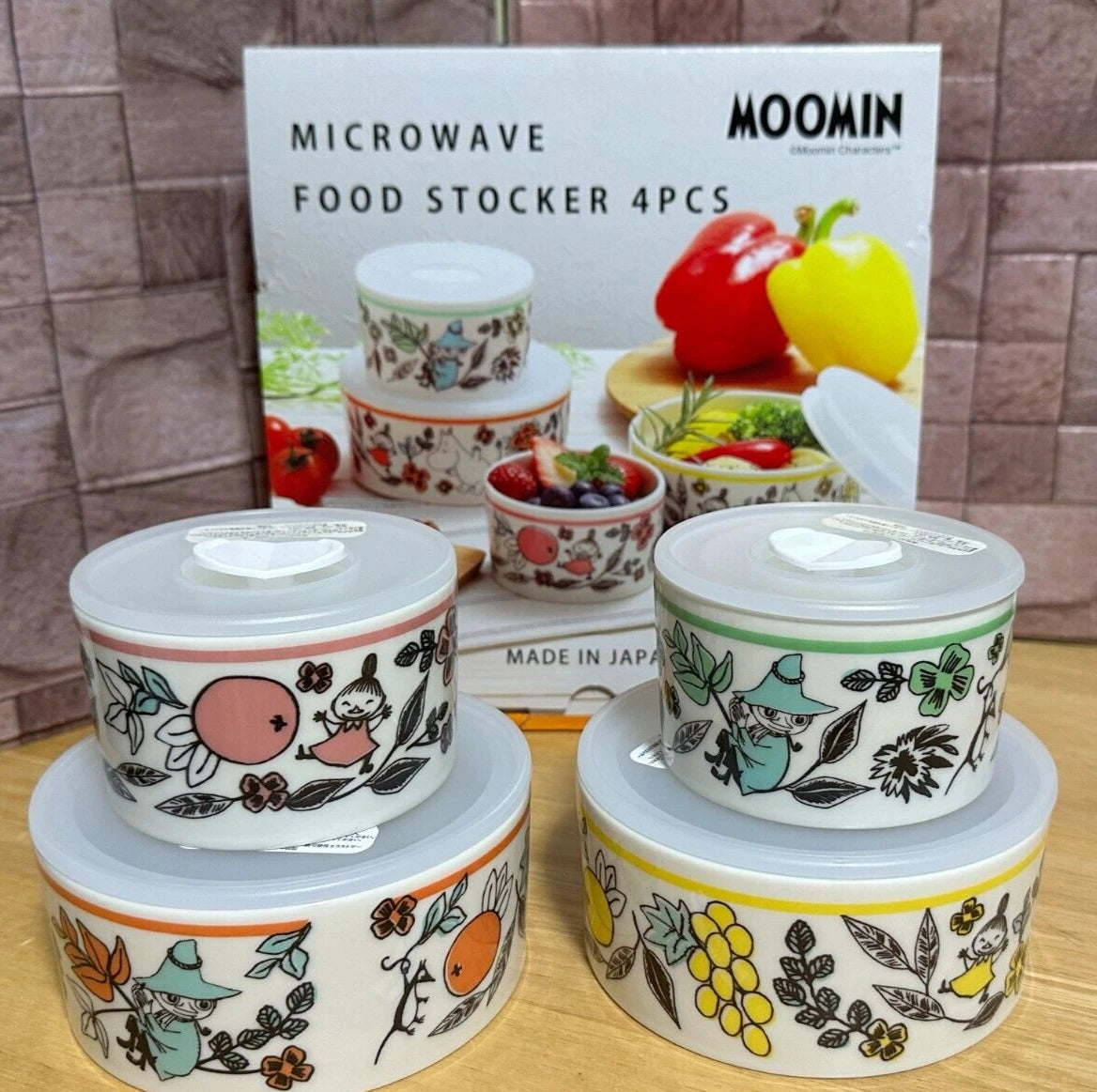 Moomin Microwave Food Stocker Container 3.5"-5" Set of 4 NEW Made in JAPAN