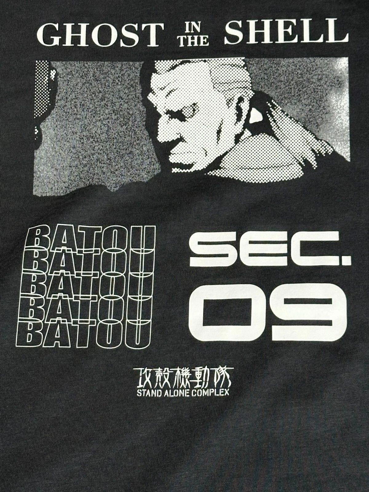 GHOST IN THE SHELL x GU T-shirt S.E.C. 09 Gray BATOU XL size From JAPAN