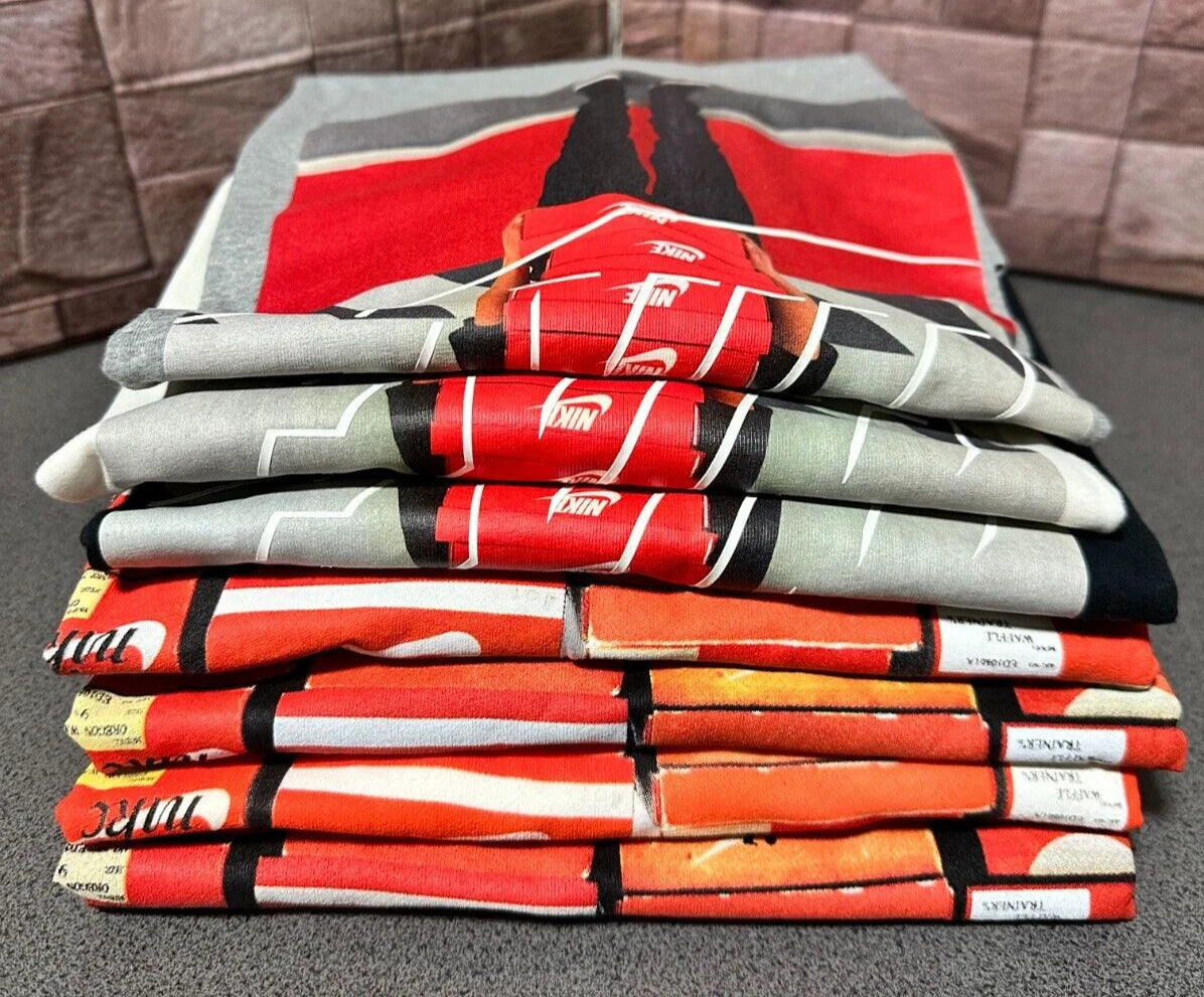 NIKE Pile of Boxes & Collector Holding Shoe Boxes Total 7 T-Shirt Size S JAPAN