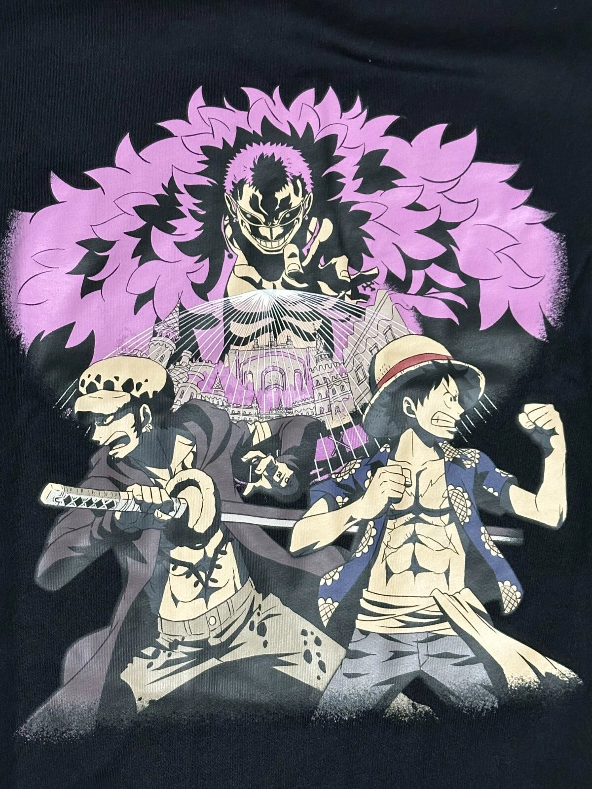 ONE PIECE 25th x Uniqlo T-shirt regular Luffy & Trafalgar L size Black JAPAN
