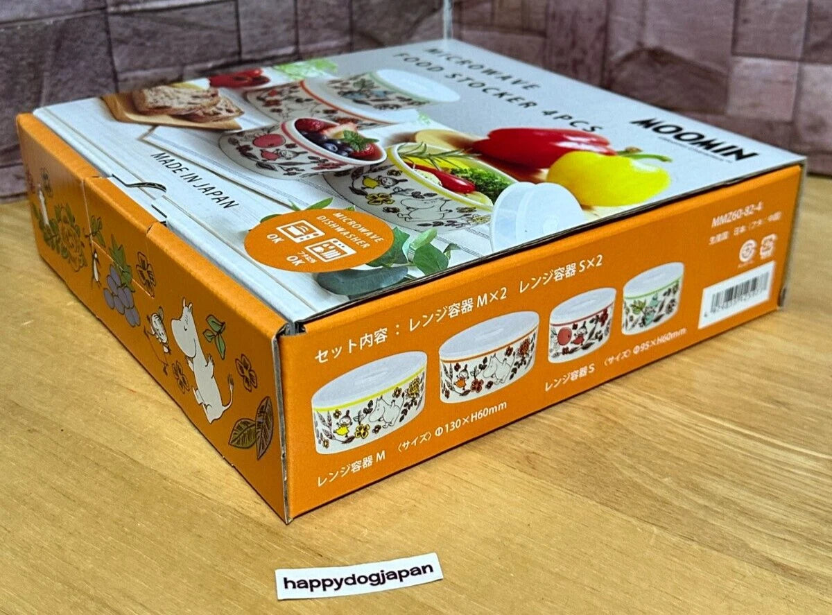 Moomin Microwave Food Stocker Container 3.5"-5" Set of 4 NEW Made in JAPAN