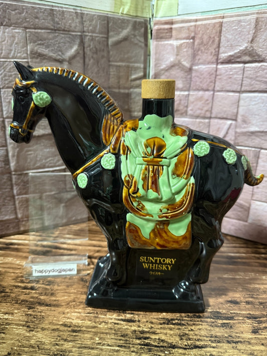 Vintage Suntory Whisky Horse Decanter Bottle Ceramic Empty Japan Figurine JAPAN0