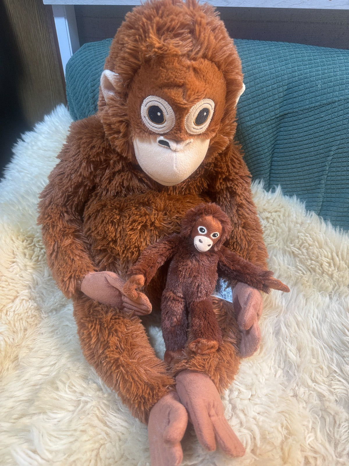 IKEA DJUNGELSKOG Orangutan Plush Punch Parent & Baby Stuffed Animal Pair JAPAN1
