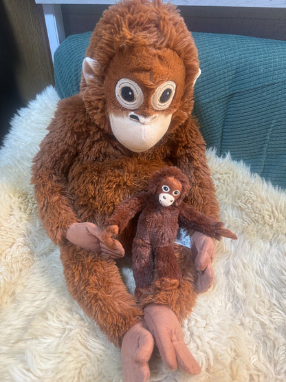 IKEA DJUNGELSKOG Orangutan Plush Punch Parent & Baby Stuffed Animal Pair JAPAN1