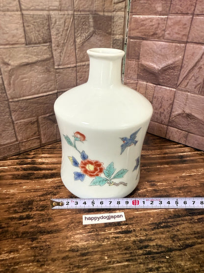 Vintage 1970s Suntory Whisky Ceramic Decanter Bottle Empty Japan Flower Bird7