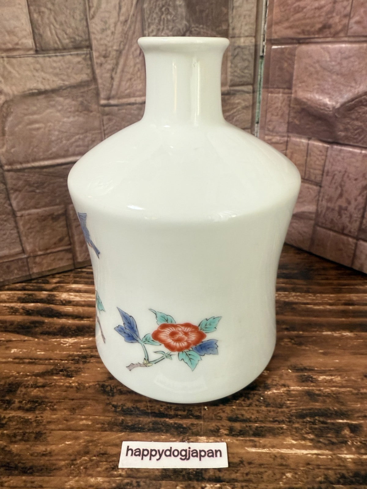 Vintage 1970s Suntory Whisky Ceramic Decanter Bottle Empty Japan Flower Bird0