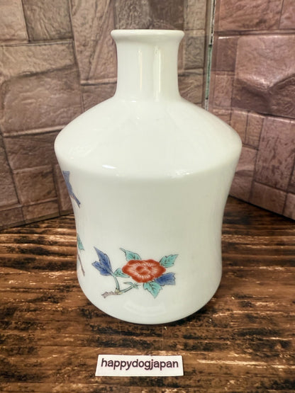 Vintage 1970s Suntory Whisky Ceramic Decanter Bottle Empty Japan Flower Bird0