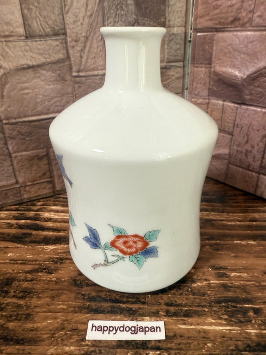 Vintage 1970s Suntory Whisky Ceramic Decanter Bottle Empty Japan Flower Bird0