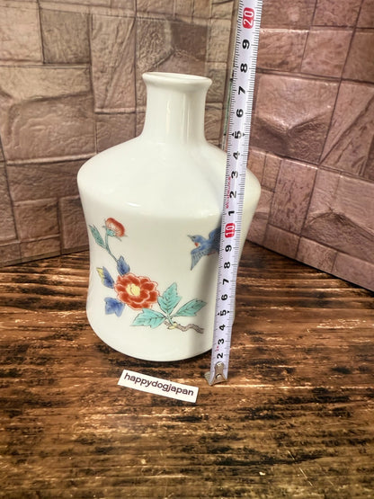 Vintage 1970s Suntory Whisky Ceramic Decanter Bottle Empty Japan Flower Bird6