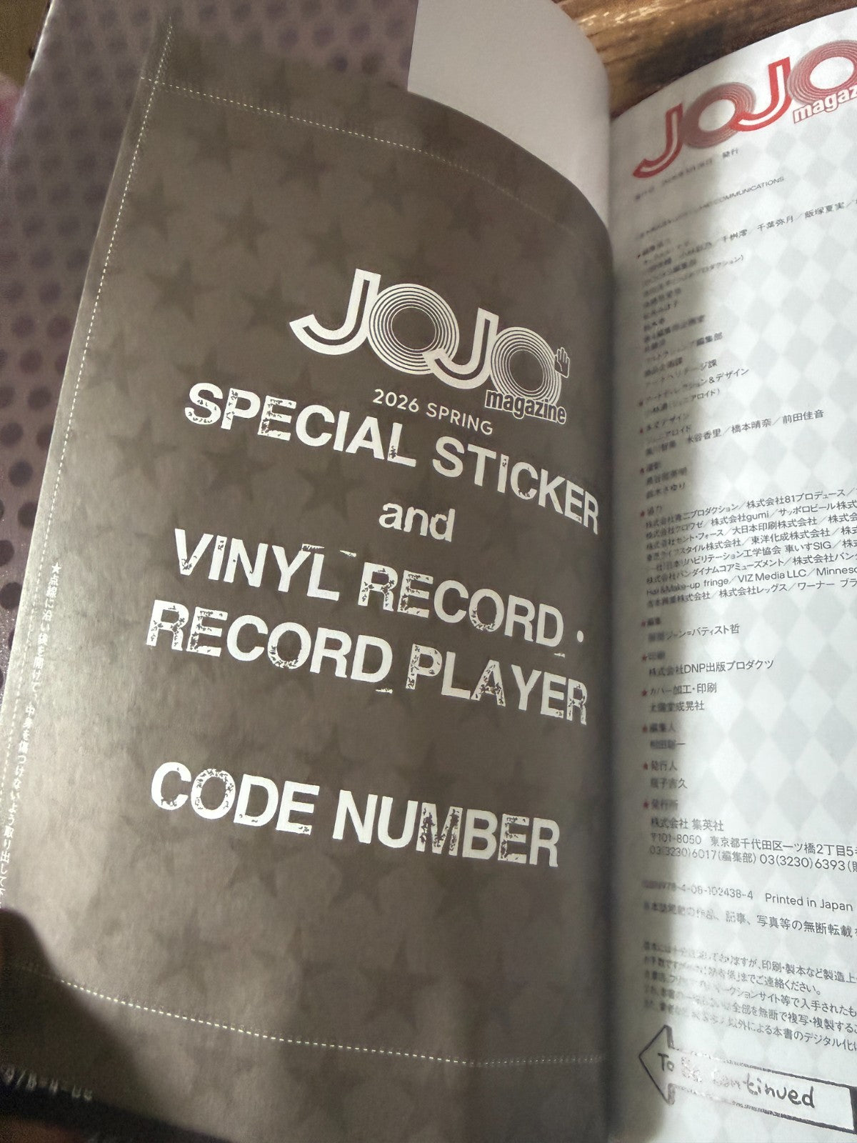 JOJO magazine 2026 SPRING JoJo's Bizarre Adventure magazine Special Sticker NEW10