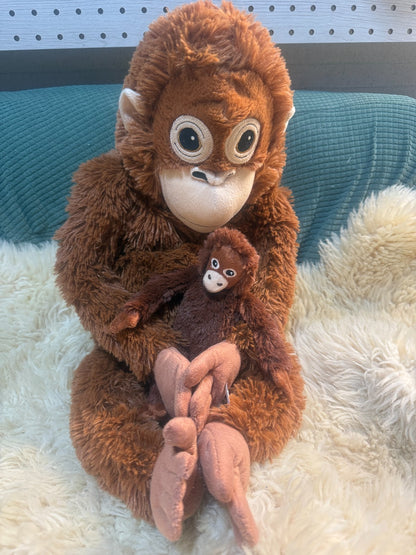 IKEA DJUNGELSKOG Orangutan Plush Punch Parent & Baby Stuffed Animal Pair JAPAN0