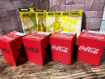 Coca Cola Collaboration Star Wars Tumbler Cups + Mini Towels Complete Set JAPAN2