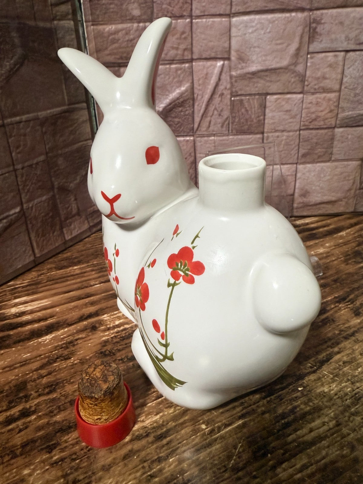 Vintage Japanese Rabbit Ceramic Sake Bottle Decanter 1990s–2000s Empty Japan3