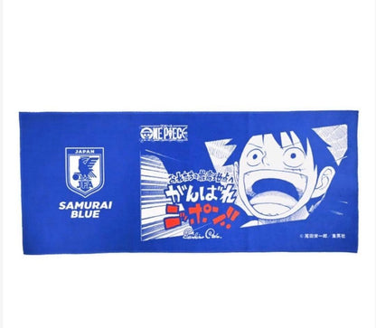 ONE PIECE x SAMURAI BLUE Face Towel Luffy Japan National Team Official0
