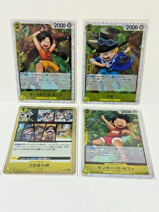 ONE PIECE TCG Luffy ST13-014, Ace 010, Sabo 007, 3Broders 019, 4 Cards SET JAPAN0