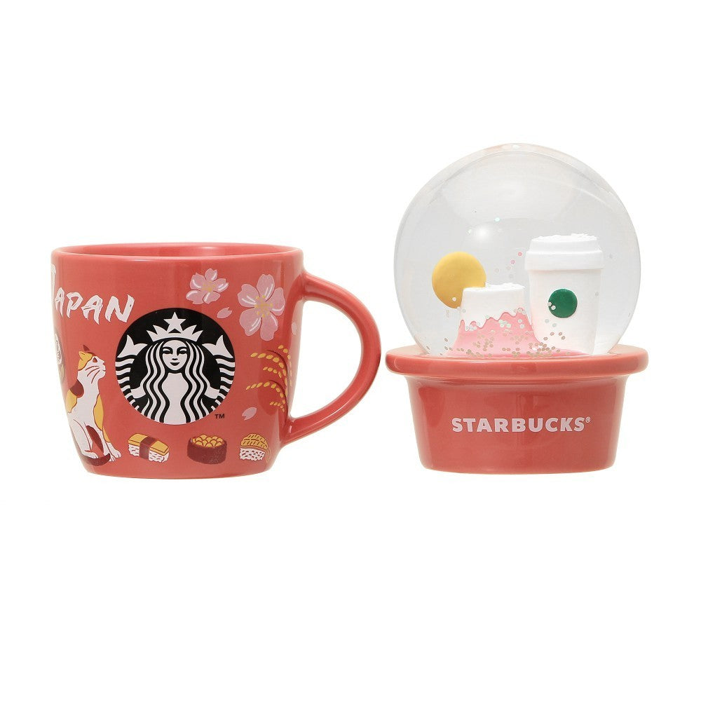 Starbucks Japan Collectible Snow Globe & Mini Mug 89ml Limited Sakura Mt. Fuji2
