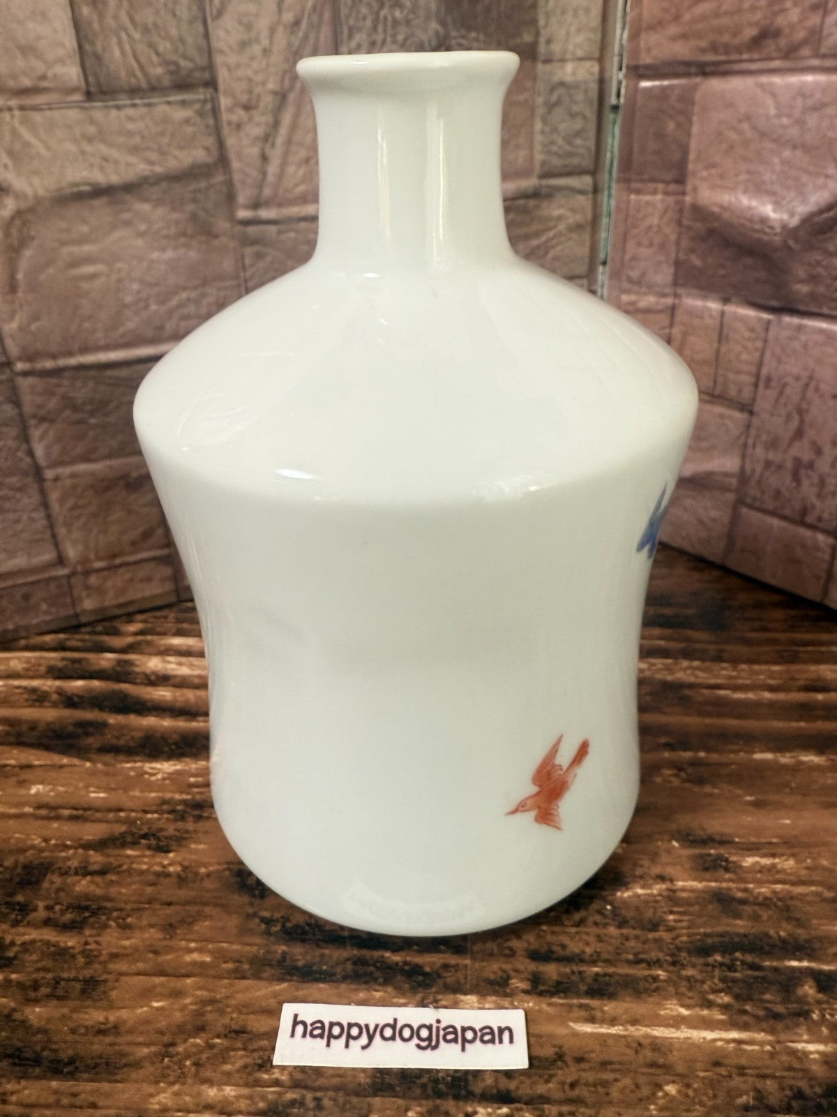 Vintage 1970s Suntory Whisky Ceramic Decanter Bottle Empty Japan Flower Bird2