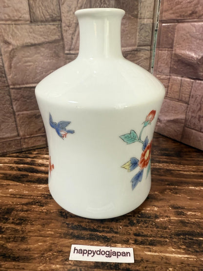 Vintage 1970s Suntory Whisky Ceramic Decanter Bottle Empty Japan Flower Bird3
