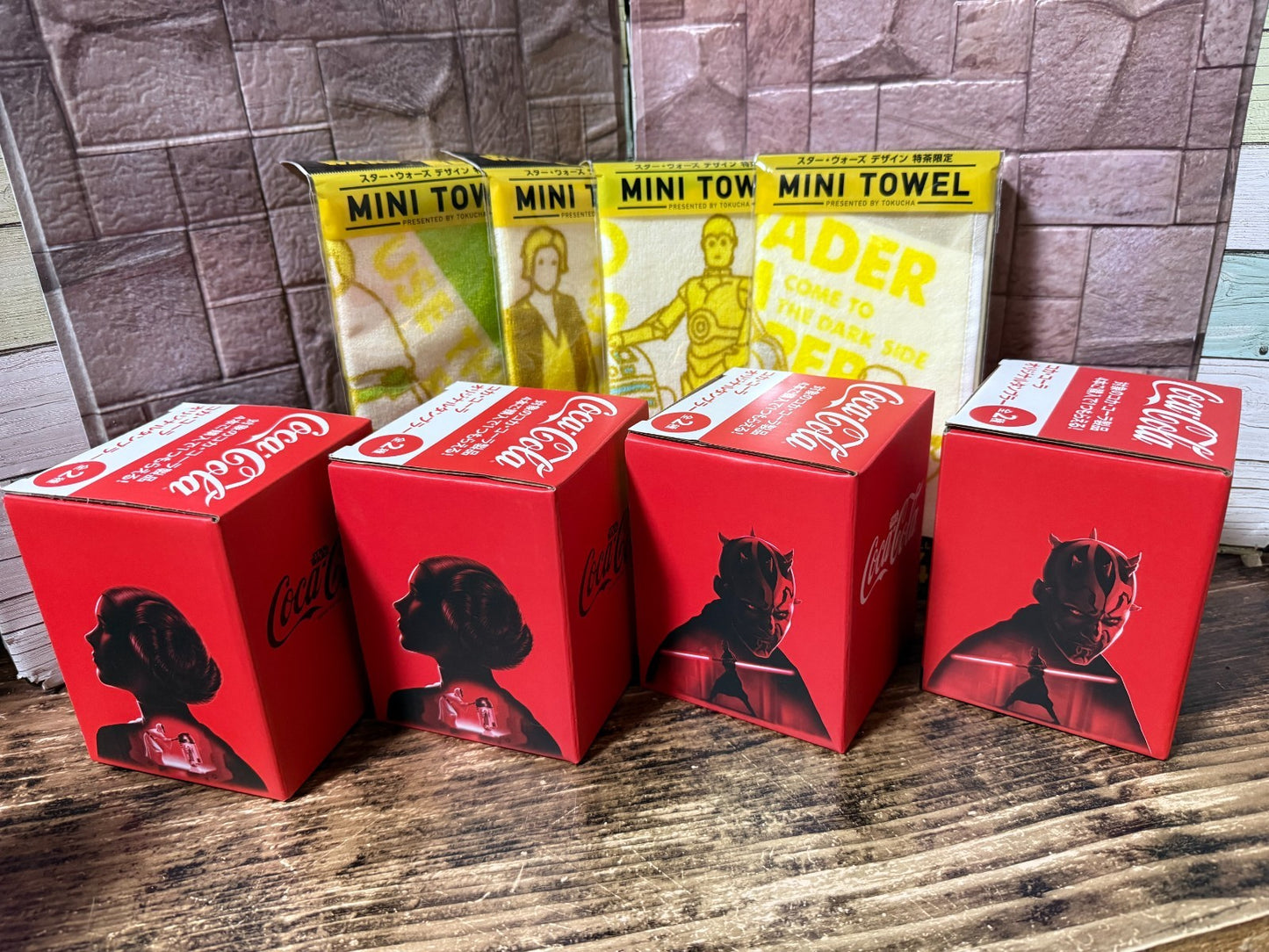 Coca Cola Collaboration Star Wars Tumbler Cups + Mini Towels Complete Set JAPAN3
